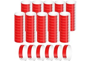 KINBOM 1000pz Braccialetti di Carta per Eventi, Impermeabile Braccialetti Identificativi Colorati Braccialetti d Ingress Braccialetti per Eventi Feste Festival Musicali Concerti Concorsi (Rosso)