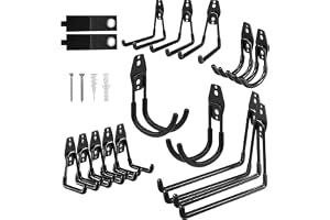 Väggkrokar för garage, 14 st tunglastkrokar, garagekrokset med antislipbeläggning, tunglastväggkrokar för garage, cykelhållare på vägg, verktygshållare, stegekrokar för garage