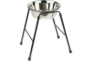 Classic Pet Products Single Feeder High Stand with 4000 ml Stainless Steel Dish, 370 mm Tall | Raised Dog Bowl for Extra-Large Breeds | Heavy-Duty Metal Frame | Easy Clean Removable Dish
