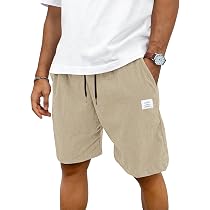 TARAINYA Short Homme Velours Côtelé Coton Stretch - Short Court Casual Avec Cordon De Serrage Et Poches Pour Été