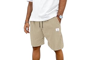 TARAINYA Corduroy Kurze Hosen Herren Baumwolle Kordelzug Casual Shorts Hose Sommer Stretch Freizeitshorts Mit Taschen