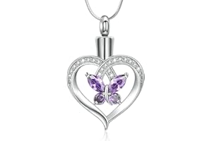 Minicremation Collier en forme de cœur avec pendentif urne funéraire pour cendres - Pierre de naissance - Cadeau souvenir - Médaillon commémoratif pour femme - Pour maman, épouse, fille, sœur, amie