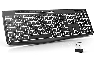 TECURS Tastiera senza fili per gaming PC, tastiera silenziosa, QWERTZ, bianca, illuminata, ergonomica, impermeabile, 2,4 GHz, tastiera a LED per Windows/Mac/PS4/Xbox con tasti multimediali, colore
