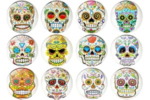 OSALADI 12 imanes de calavera para nevera, cabujón de cristal, cabujones de calavera, imanes de nevera para Halloween, decoración de nevera de coche
