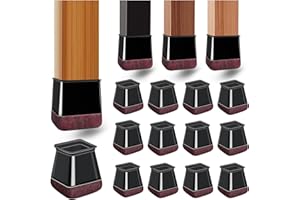 YOZON 20 Pezzi Quadrati Feltrini per Sedie, Nero Gommini per Sedie in Silicone con Feltro, Proteggi Gambe per Mobili 20-26mm, Elastiche, Protezione Antigraffio
