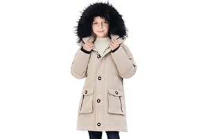 maoo garden Mädchen Wintermäntel schwere wasserdichte Jacke mittellanger Fell Kapuzenparka