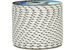 Corderie Italiane 006051978 Treccia mare multiuso giardino e fai da te, stabilizzato ai raggi U.V. resistente a intemperie e agenti atmosferici, 6 mm, 50 mt, colore bianco con spia blu