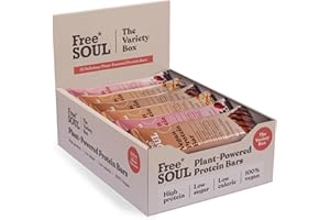 Vegan Protein Bars 12 x 50g | Plant Based Chocolate Protein Bars | Delicious Dairy Free, Low Sugar, Low Carb Bars | Sucralose Free, Gluten Free | 15g of Protein per Bar | Free Soul