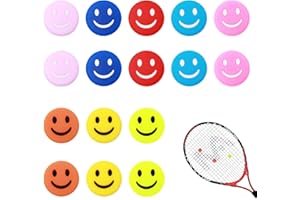 UTMACH 16 Stück Happy FaceTennisschläger Stoßdämpfer Silikon Vibrationsdämpfer Tennis Dämpfer Tennisschläger mit Lächelndes Gesicht für Tennisschläger Badmintonschläger Tenniszubehör