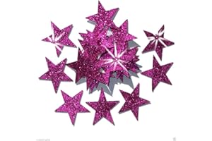 CRYSTALSRUS Selbstklebende Glitzer-Sterne, Stern-Aufkleber, zum Selbermachen und kreativen Gestalten von Karten, Weihnachten, 25 mm hot pink