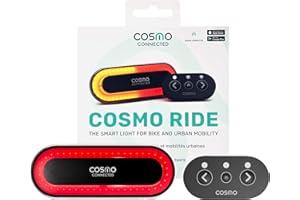 Cosmo Connected - Cosmo Ride - Intelligente und vernetzte Fahrradbeleuchtung - Blinklicht, Bremslicht, automatische Sturzerkennung - Aufladbare LED-Fahrradlampe Micro-USB