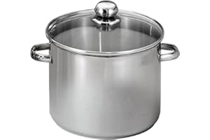 BAUMALU - Marmite Traiteur en Acier Inoxydable - Couvercle Verre, Trou Vapeur, Poignées Métal - Tous Feux dont Induction - Triple Fond Diffuseur - Ø32cm, 19L, Argenté