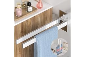 GGQ Porta Asciugamani Bagno Da Parete, Portasciugamani, Porta Salviette Muro, Acciaio Inox Portaasciugamano, Porta Asciugamano Argento Spazzolato, Doppio palo Portasalviette 38.3cm
