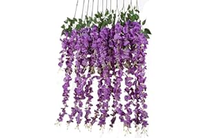 Veryhome 6 unidades / 3,6 pies / piezas de flores artificiales artificiales Wisteria Vine flores de seda para decoración de bodas, jardines y fiestas (lila)