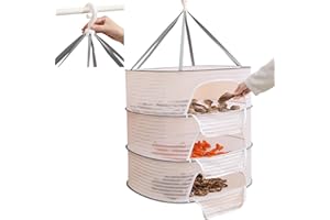 Syiyunran 3-Lagiges Trockennetz Trockengestell zum Aufhängen - Zipper Plant Drying Rack Hängendes Pflanzennetz-Trockenständer Für Kräuter, Pflanze, Blumen, Zwiebeln, Fisch, Gemüse, Obst, Weiß(40x60cm)