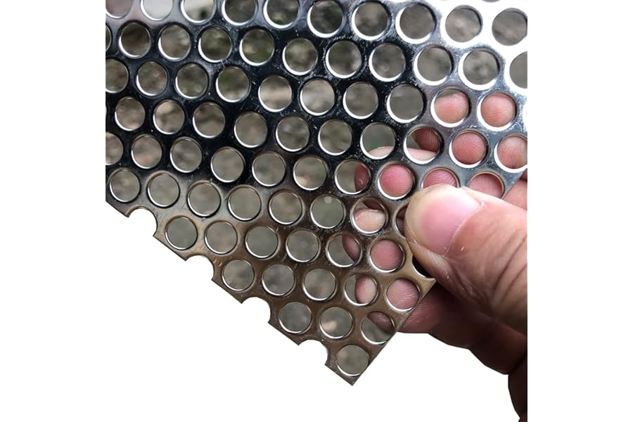 FengYoo 19 Gauge Perforated Metal Sheets Expanded Metal Mesh -Aperture 8mm Thickness 1.1mm 400mmX200mm Perforated Stainless Steel Sheet Stainless Steel Mesh Screen Metal Screen Panel