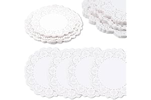 Guouet White Paper Doilies, 100 Pieces Doilies Lace Paper Doilies Round Paper Doilies (7.5 Inch)