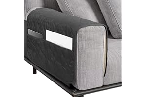 NiCola Sofa Armrest Cover 1pc Dark Grey Arm Rest Chair Covers, Waterproof Chair Armrest Covers with Pockets for Sofa, Recliner Chair, Armchair (Dark Grey)