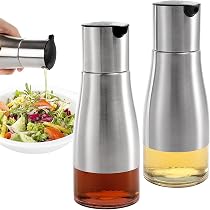 2 Bouteilles En Verre Pour Huile Et Vinaigre - 500ml + 350ml - Bouchon Anti-Fuite - Distributeur Cuisine BBQ