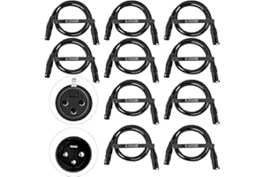 Czgor Cables DMX de 1.2 metros 10 paquete, 3 Pines XLR Macho a Hembra Cable DMX para Señales de Iluminación para Conectar Cables Ópticos