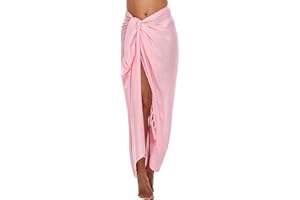 SHU-SHI - Sarong/paréo - pour femme - look de plage - à porter au-dessus du maillot de bain - taille unique - rose pâle