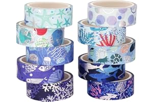 YUBX Washi - Nastro adesivo in carta decorativa per nastro, per scrapbooking, artigianato fai da te (Ocean)