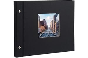 ‎GOLDBUCH goldbuch 26977 Schraubalbum mit Fensterausschnitt, Bella Vista, 30 x 25 cm, Fotoalbum mit 40 schwarze Seiten mit Pergamin-Trennblättern, Album erweiterbar, Fotobuch aus Leinen, Schwarz