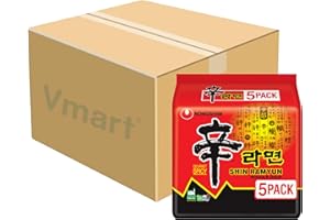 VMART Nongshim Shin Ramyun Noodle Soup Spicy 120g Case (Pack of 40) - Korean Ramen Noodles Food Snack