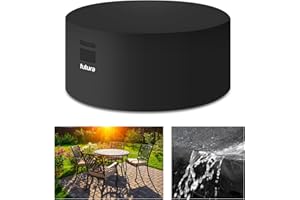 Futura Premium Round Garden Furniture Covers Waterproof 128x71cm, Heavy Duty 600D Oxford Fabric Round Garden Table Cover, PVC Lined Round Patio Table Cover with Air Vents and UV Safe
