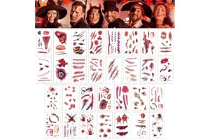 Alaoo Halloween sårklistermärken, 30 ark halloween ärr tatuering, A