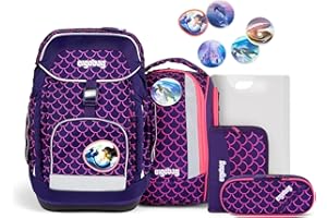 ergobag maxi set 6-teilig, ergonomischer Schulrucksack Grundschule für Mädchen und Jungen, ideal für große Kinder ab der 1. Klasse