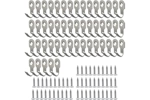 ONEBO 50 Pezzi Ganci da Muro Multiuso,Ganci Appendiabiti da Parete,Decorativi a Forma di J con viti,Ganci a Parete in acciai inossidabili,per Cucina Camera da Letto Bagno Ufficio