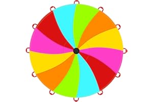NARMAY® Play Parachute for Kids Rotating Rainbow with 12 Handles - 12 Feet