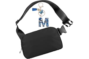 ANPTER Riñonera Mujer y Hombre,Riñoneras de Moda,Riñonera Niña y Nombre Letra Inicial Llavero Running Deportiva Unisex Fanny Pack Waist Bag para Senderismo Correr Compras