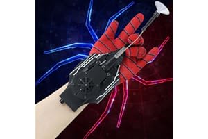 AJJKKA Spider Web Shooters Real,Spider Silk Launcher Wrist Toy for Kids, Web Slinger That Actually Shoots, Cool Gadgets String Gloves Shooters Toy Cool Toy Things for Superhero Fans (Black)
