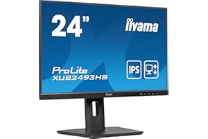 Iiyama Ecran 23,8'' Noir Dalle IPS Ultra Mince 16:9 1920x1080 0.5ms 100Hz 250 CD/m² HDMI DP HPs 15cm Pied réglable en Hauteur + Pivot TCO XUB2493HS-B6