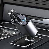Thlevel Retrattile Caricabatterie USB per Auto Adattatore Presa USB C Tipo C 60W con 2 Cavi Retrattili Tipo C Voltmetro LED C