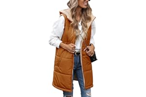 RITOSTA Chaleco Acolchado Mujer Invierno Largo Chaquetas Reversible sin Mangas Abrigos con Capucha Térmico Chaquetones Otoño Parka Cálido Felpa Puffer Outwear con Cremallera