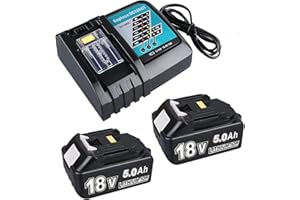BONADGET 2 Pack BL1850B Battery + 4A DC18RC Charger Compatible with Makita18V Batteries 14.4V-18V BL1850 BL1830 BL1860 BL1840 and DC18RD DC18RC DC18SF DC18RCT Charger