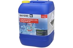 HÖFER CHEMIE BAYZID® Chlore Liquide 1 x 25 kg – Désinfectant Piscine à Action Rapide, 13-15% de Chlore Actif – pour Systèmes de Dosage Automatique – Clarifiant Eau Cristalline – Idéal Spa, Jacuzzi, Pataugeoire