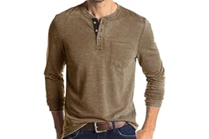 AUMELR Mens Long Sleeve T Shirt Cotton Henley Shirts Casual Fashion T Shirts