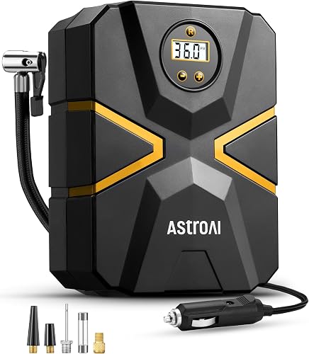 AstroAI Inflador Ruedas Coche Digital 12V, Compresor Aire Portátil 150 PSI | Hinchador Neumáticos Eléctrico Multiuso con Pant