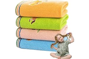 Hilai-handduk för barn 4 st 25,4 x 50,8 cm söt tecknad djurbroderi barnhanddukar bomull vattenabsorberande rektangulär ansikt