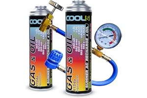 Cool5 réfrigérant de Remplacement r134a pour climatisation Automobile - 2 boîtes 2en1, 290g + Tuyau de Pression avec manomètre