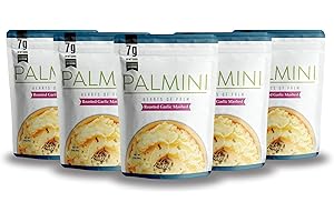 Palmini - Purée d'ail rôti à faible teneur en glucides | 7 g de glucides nets | 60 calories par portion | Vu sur réservoir de requin | Prêt-à-manger | (sachet de 237 ml)
