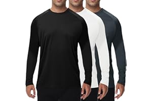 BOOJO 3er Pack Langarmshirt Herren UPF50+UV Schnelltrocknend Longsleeve Atmungsaktiv Sport Funktionsshirt Gym Langarm Laufshirt für Männer