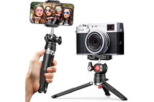 CAMOLO Mini Handy Stativ, Vlog Kamera Stativ Tripod für Smartphone, Reisestativ Stativ Tripod Handy Ständer mit Handyhalterung Stativ 360°Drehbarer Kugelkopf für iPhone DSLR Kamera Smartphone Beamer
