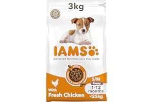 IAMS Puppy Small Medium Complete Dry Dog Food Chicken 3kg - For Healthy Growth
