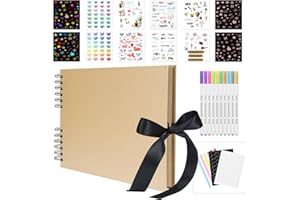 Bemece Scrapbook Photo Albums, 12 x 8 Inches Scrap Book With 80 Pages, DIY Photo Album For Wedding, Anniversary, Birthday, Travel, Friends, Baby - Kraft