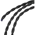 sourcing map Twisted Cloth Covered Wire 2 Core 18AWG 5 Meter/16.4 Feet, Vintage Woven Fabric Electrical Cable for Pendant Light DIY Project, Black